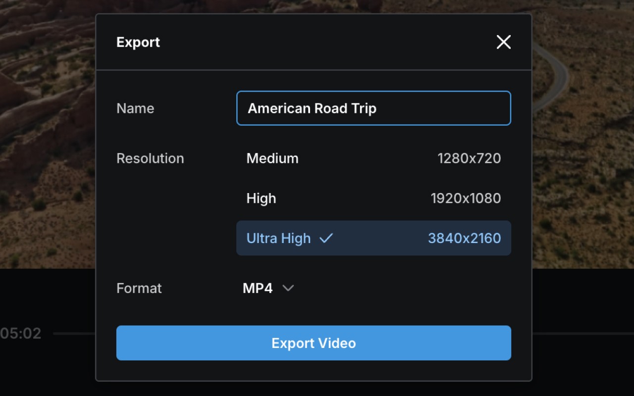The export panel of elevate.io.