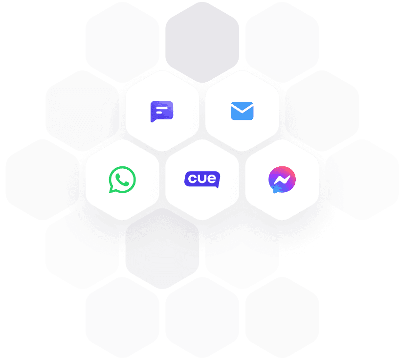 Cue channels connecting into one shared inbox