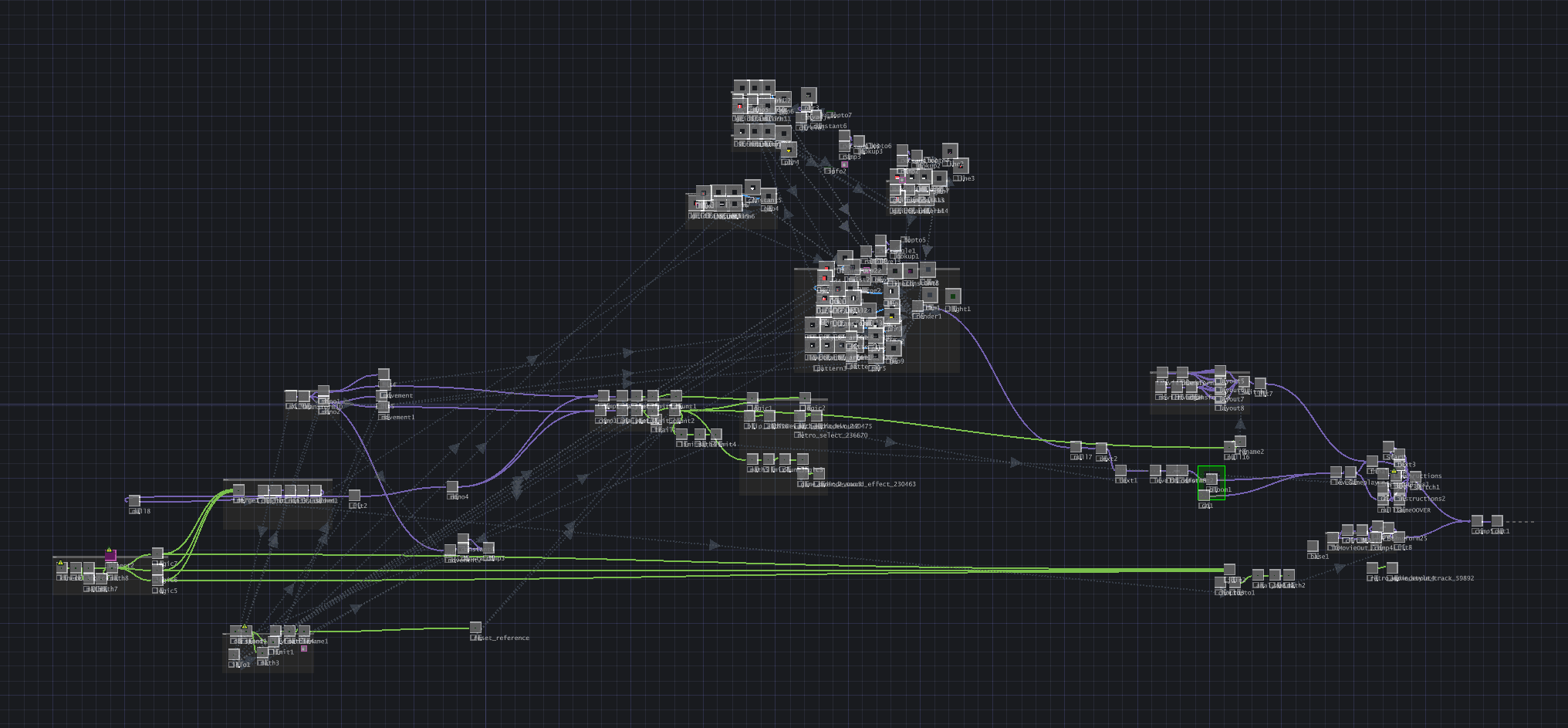 Node system for a game built in touch designer