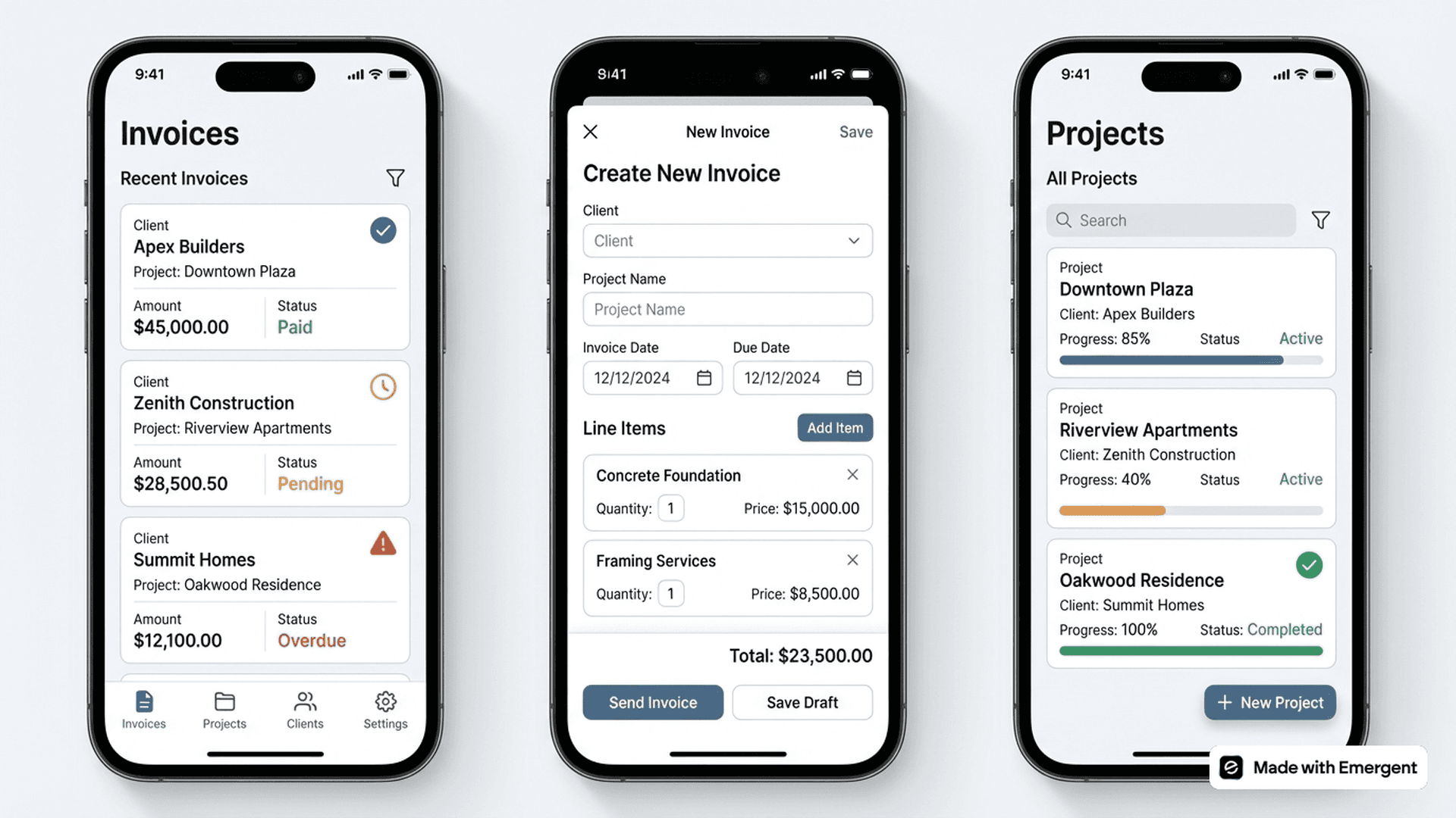 Construction Invoice App Made With Emergent