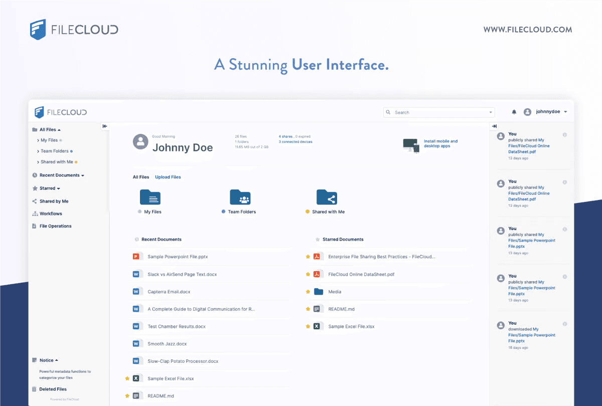 Interface of FileCloud