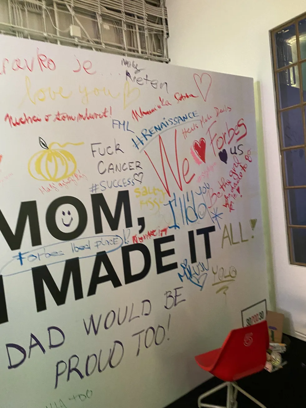 Mom, I Made It creative applied at the Forbes 30 Under 30 warm-up event