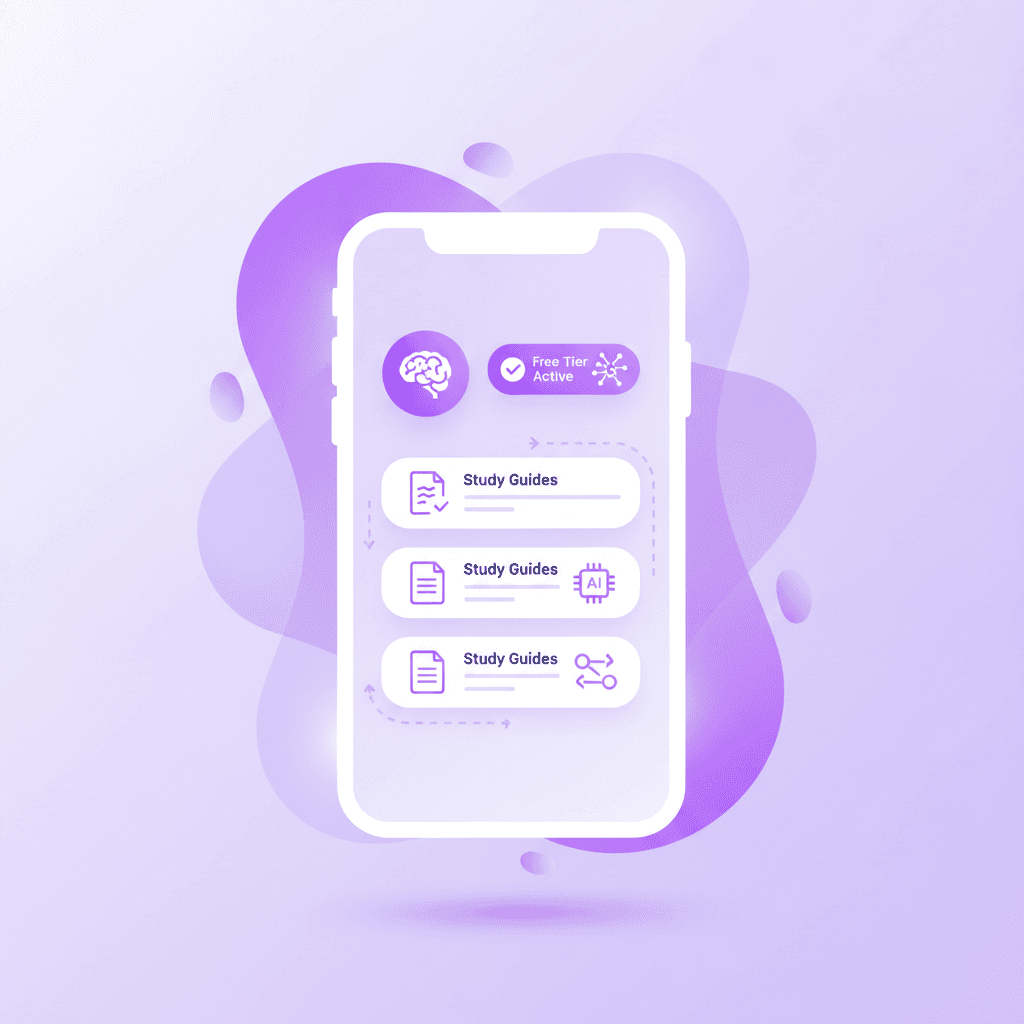 Accessing free tier features on a mobile AI study app.