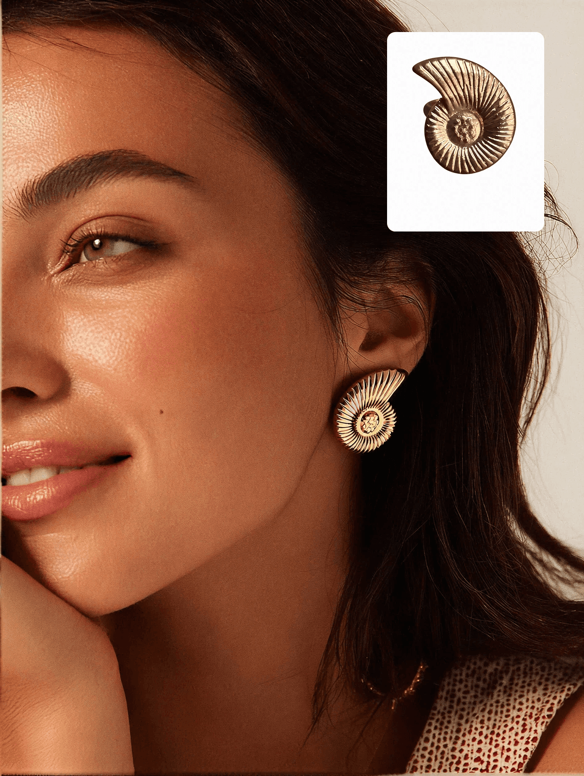 female similing while looking up at the clouds