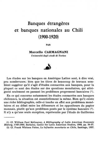 Banques étrangères et banques nationales au Chili (1900-1920)