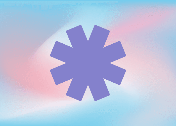 Abstract star-shaped brand graphic representing communication strategy services