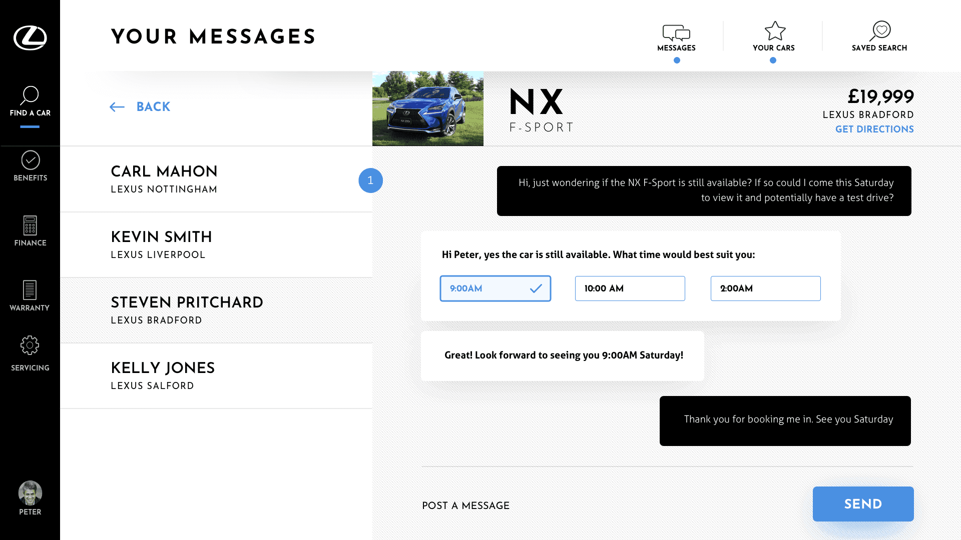 Lexus enquiring about a car design