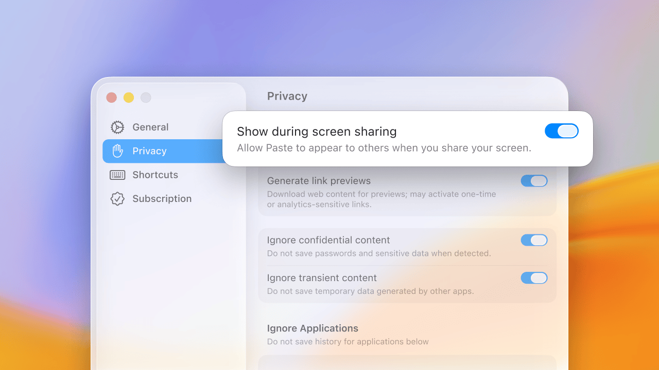 Privacy and Screen Sharing Controls