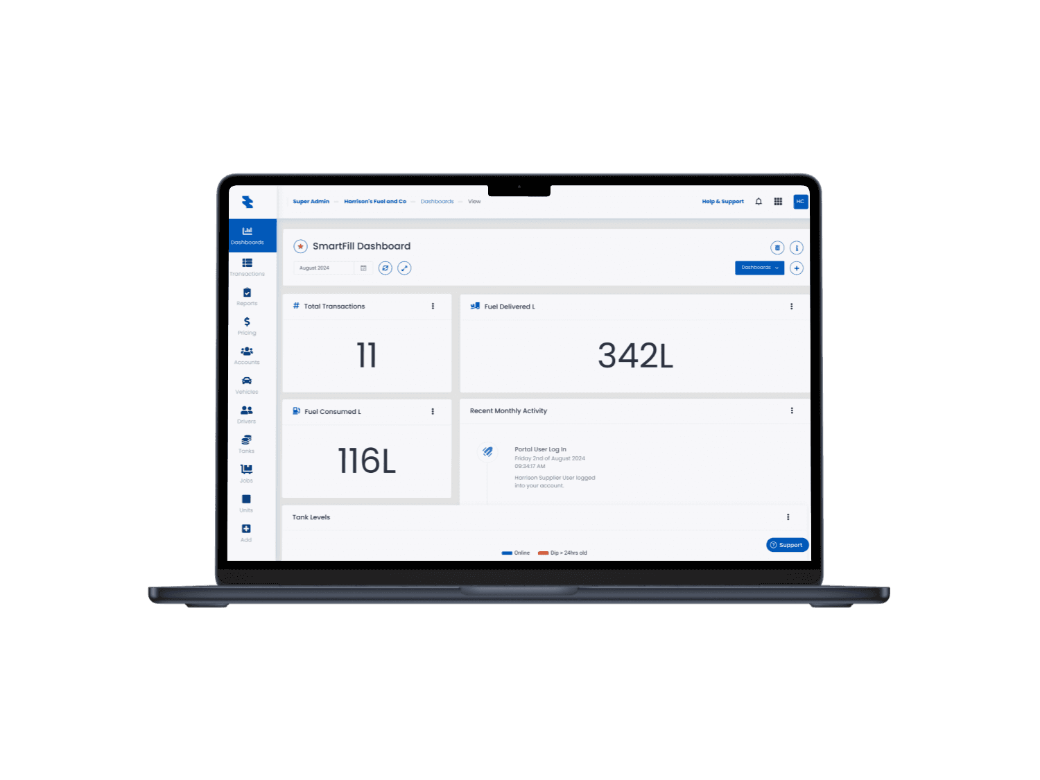 FMTdata animation showing how the main system is used through the home page/dashboard page.