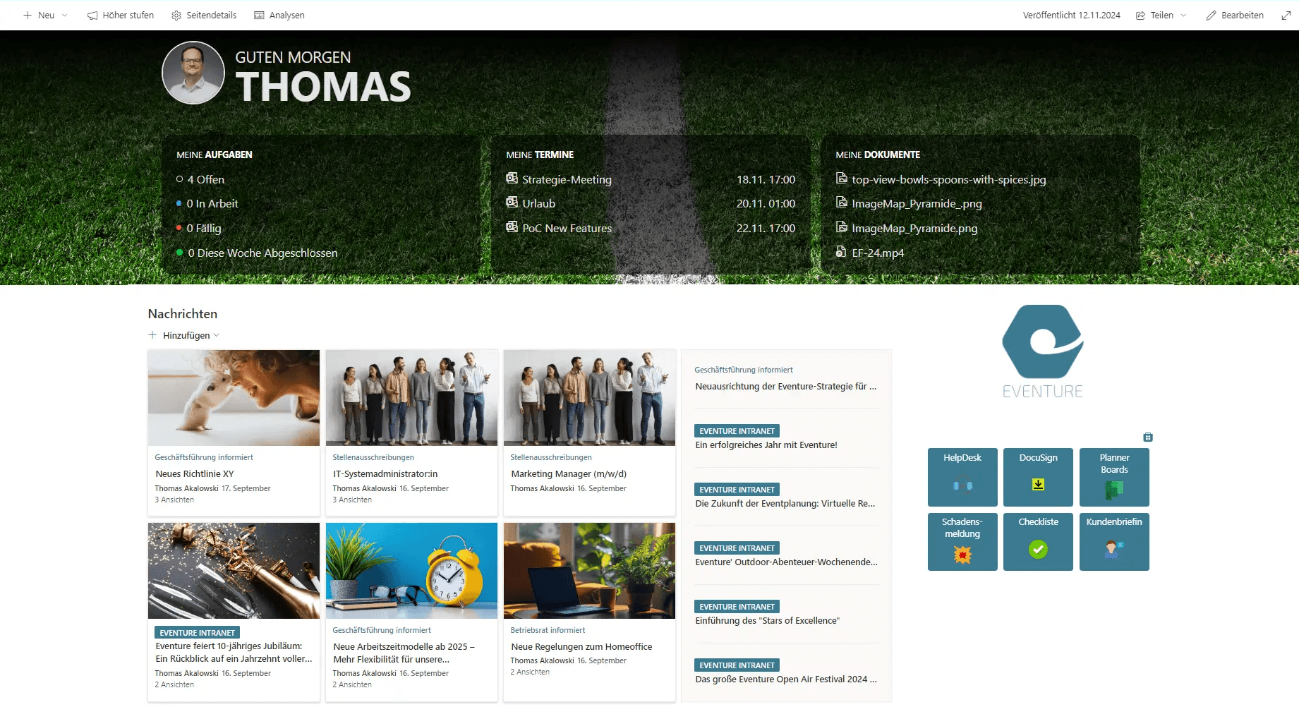 Screenshot of a website interface with navigation options and various media content displayed.