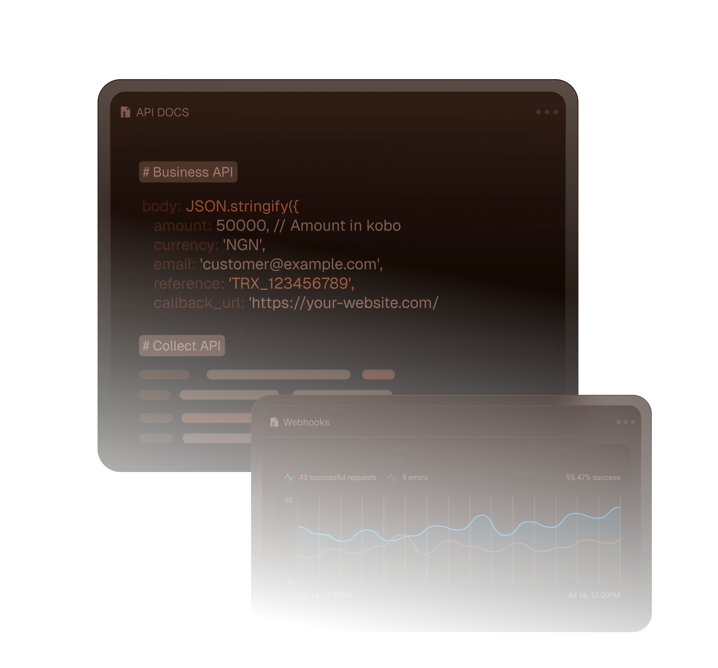 Business API and Collect API code display
