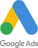 Google Ads logo featuring a stylized 'A' shape in blue, yellow, and green, with the words 'Google Ads' beneath it.