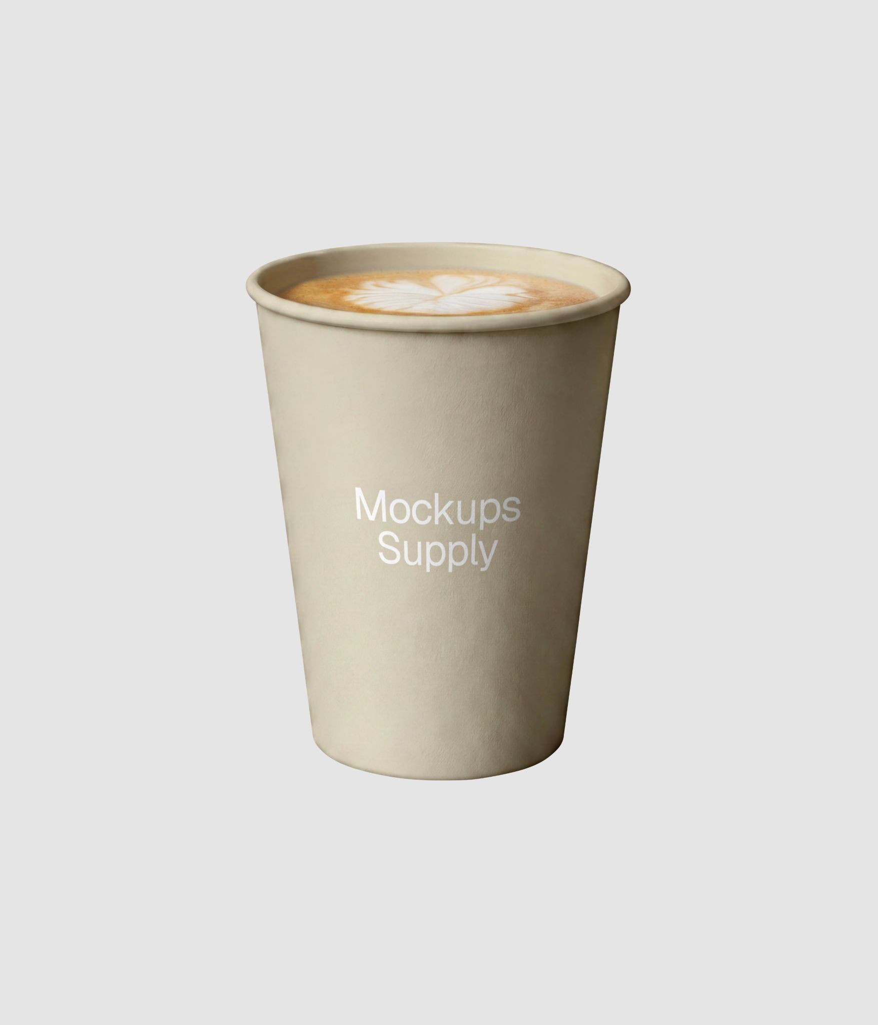 Coffee cup branding mockup with latte beverage and customizable background