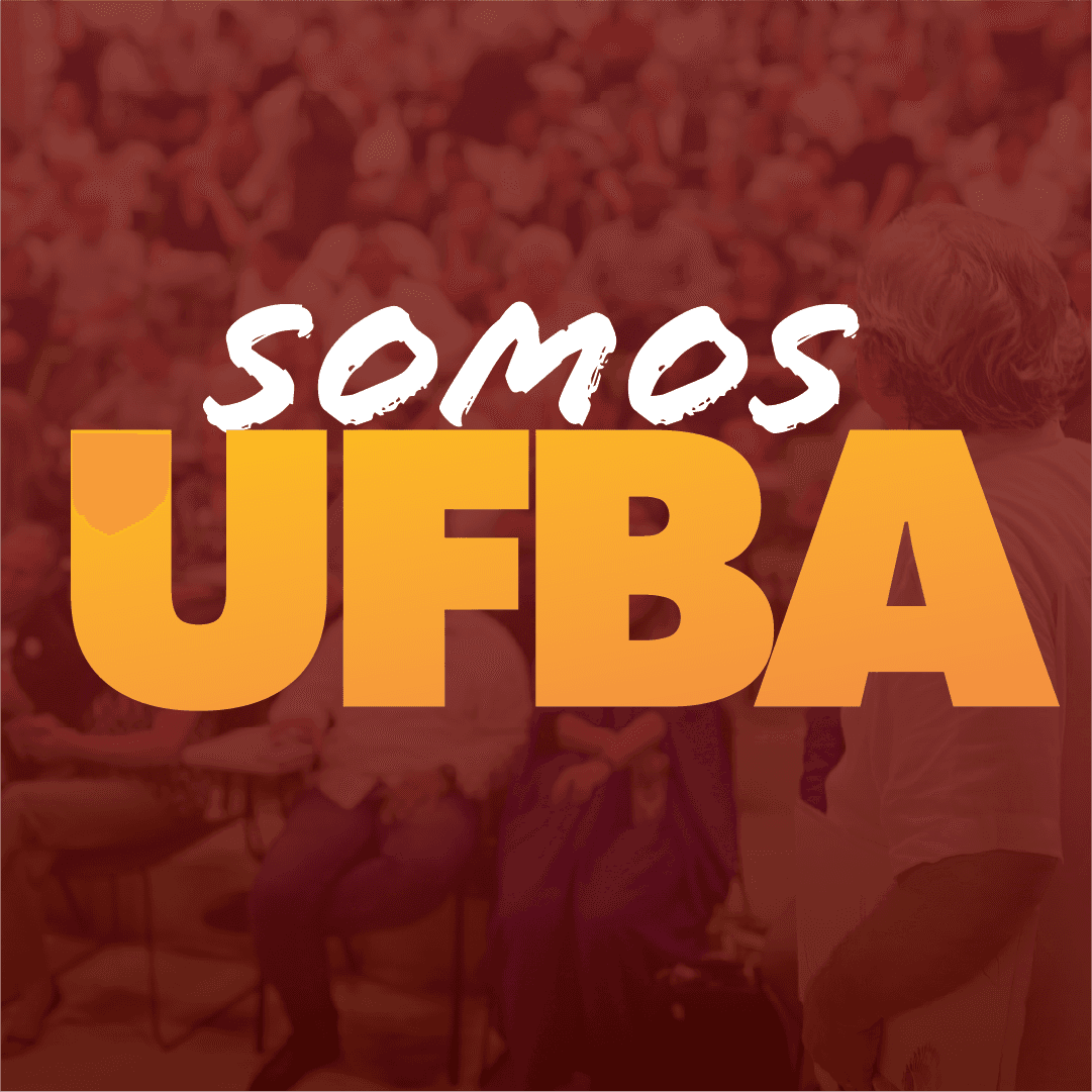 Imagem em vermelho com logo "Somos UFBA" em branco e amarelo, link para a carta á comunidade UFBA
