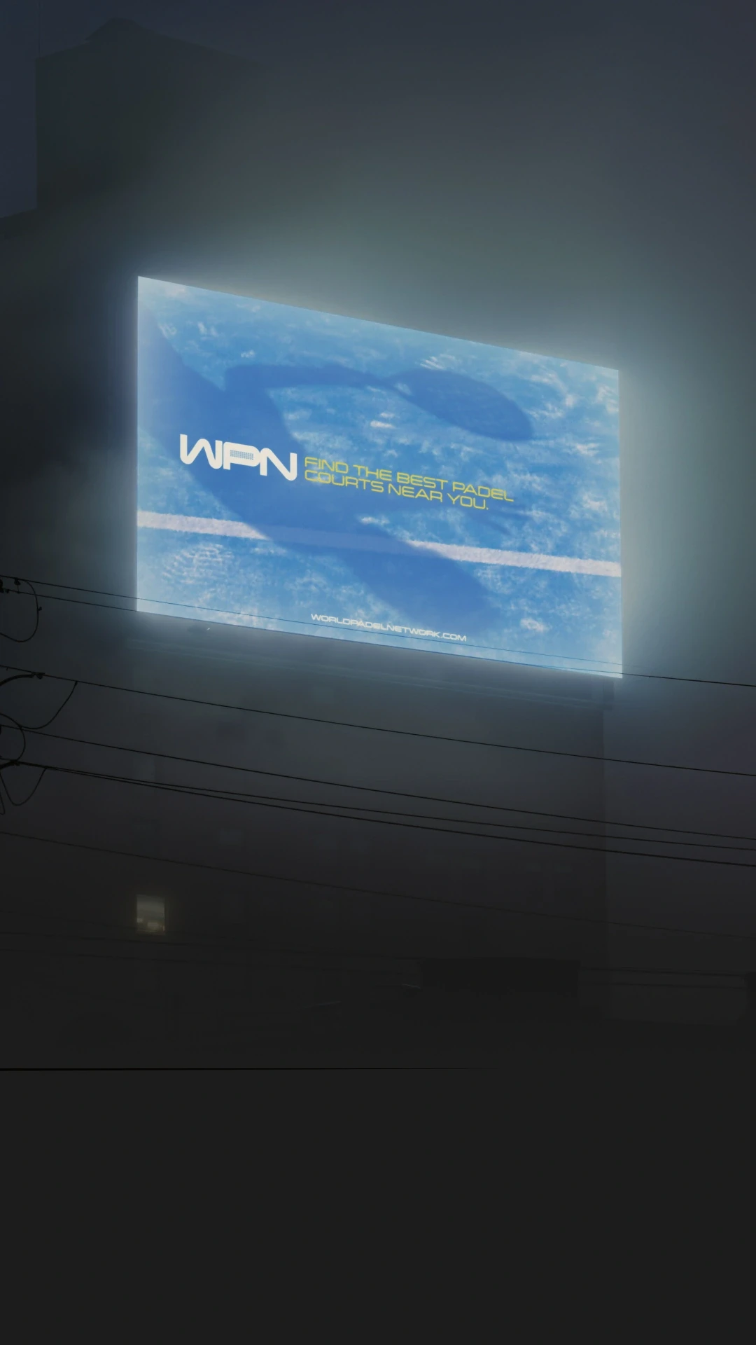 World Padel Network — Digital billboard showing WPN brand visuals — Large-scale outdoor application