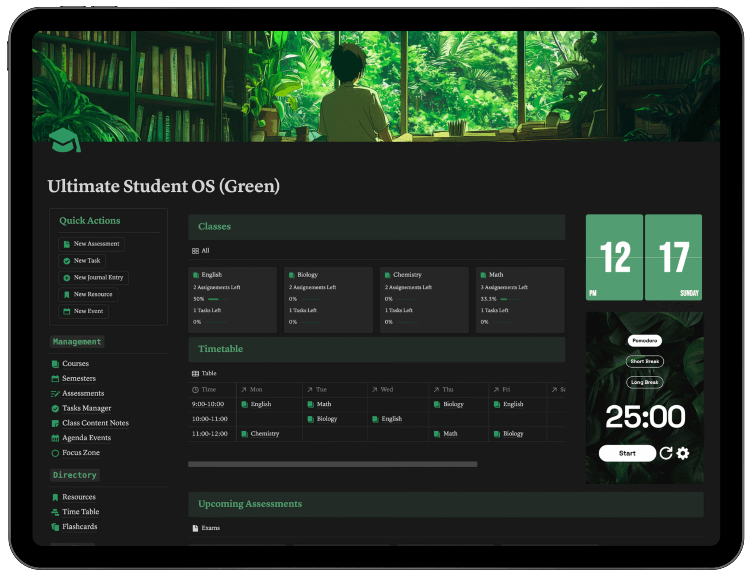 Notion Student OS mockup