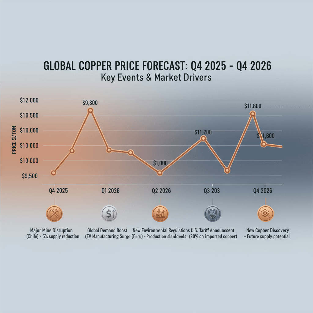 Copper price forecast timeline infographic