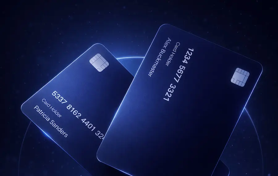 Modern digital banking and fintech card design visual for FinWise