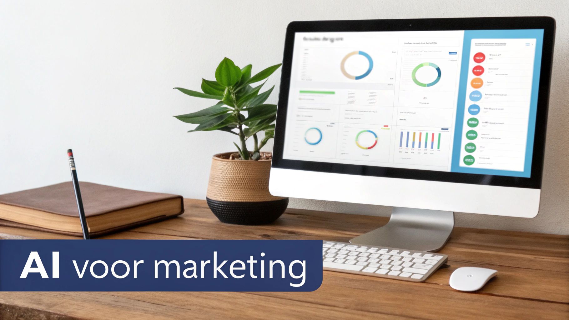 Een futuristisch beeld van AI die marketingdata analyseert