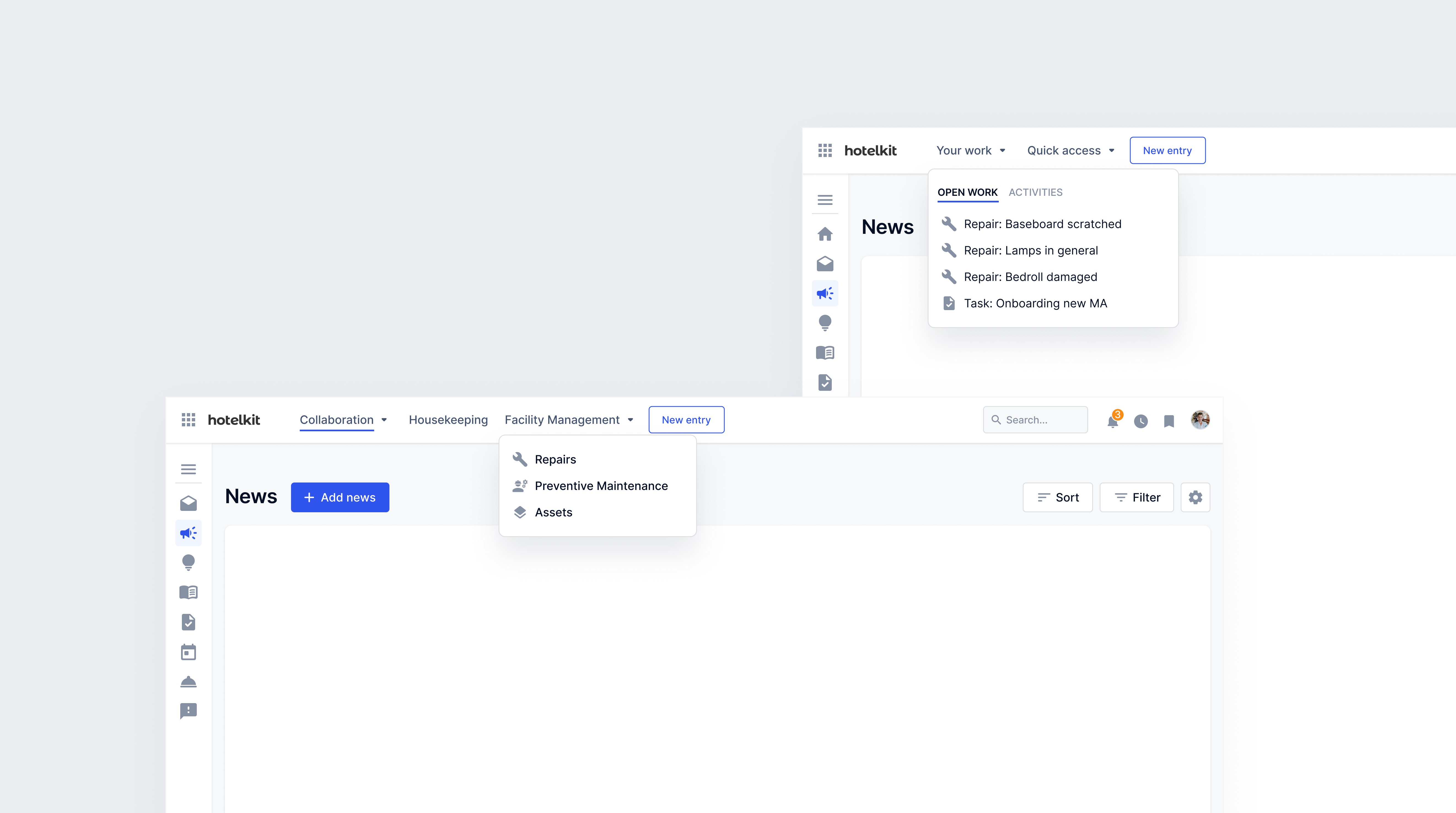 Comparison of old a new navigation