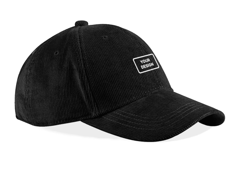 Organic cotton corduroy baseball cap with adjustable closure.