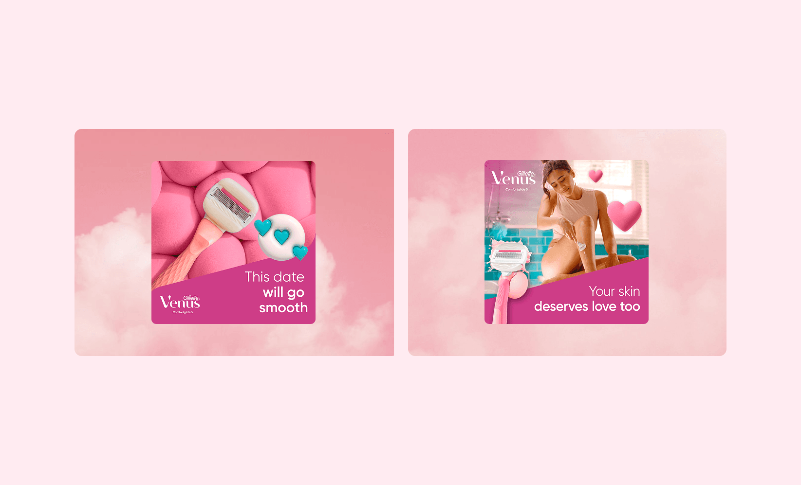 Gillette Venus campaign adapting one self-care idea to Spotify and Tinder