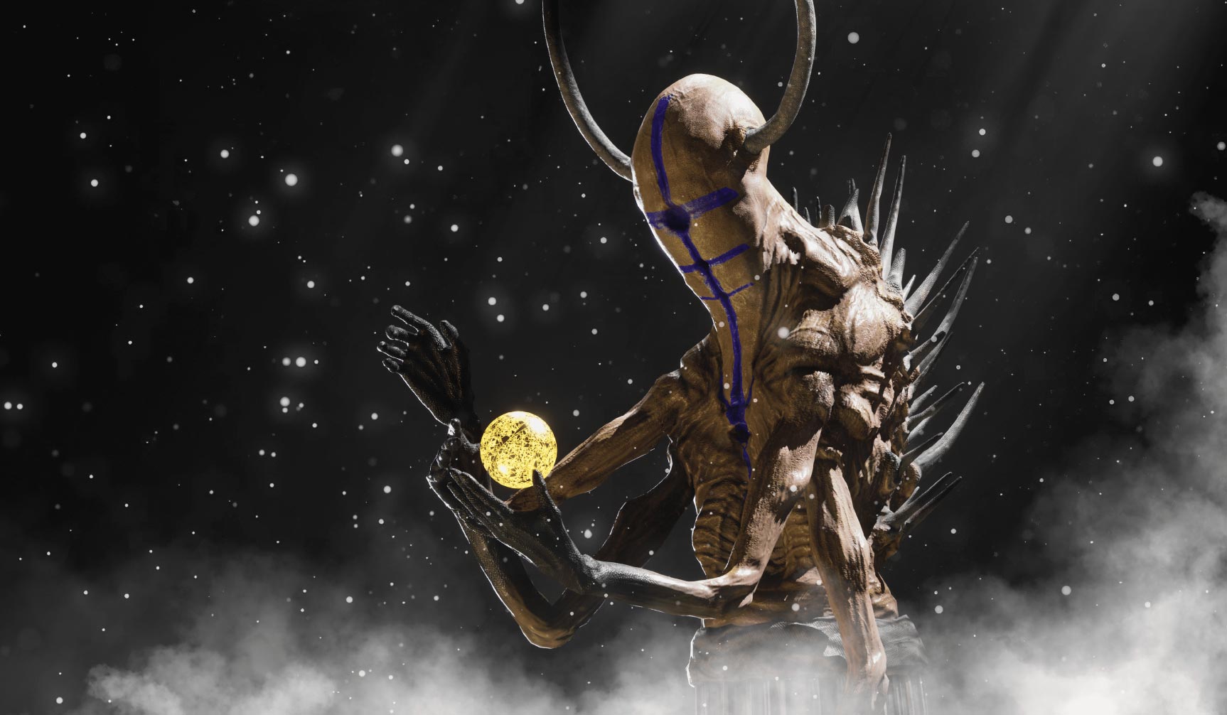 Stworzenie 3D typu keeper przygotowane jako antagonista do projektu świata gry