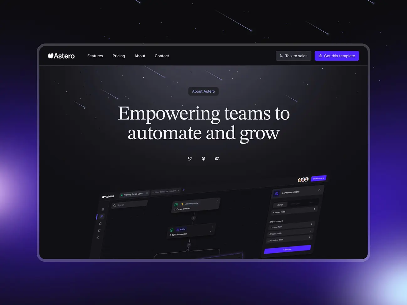 Astero about page preview