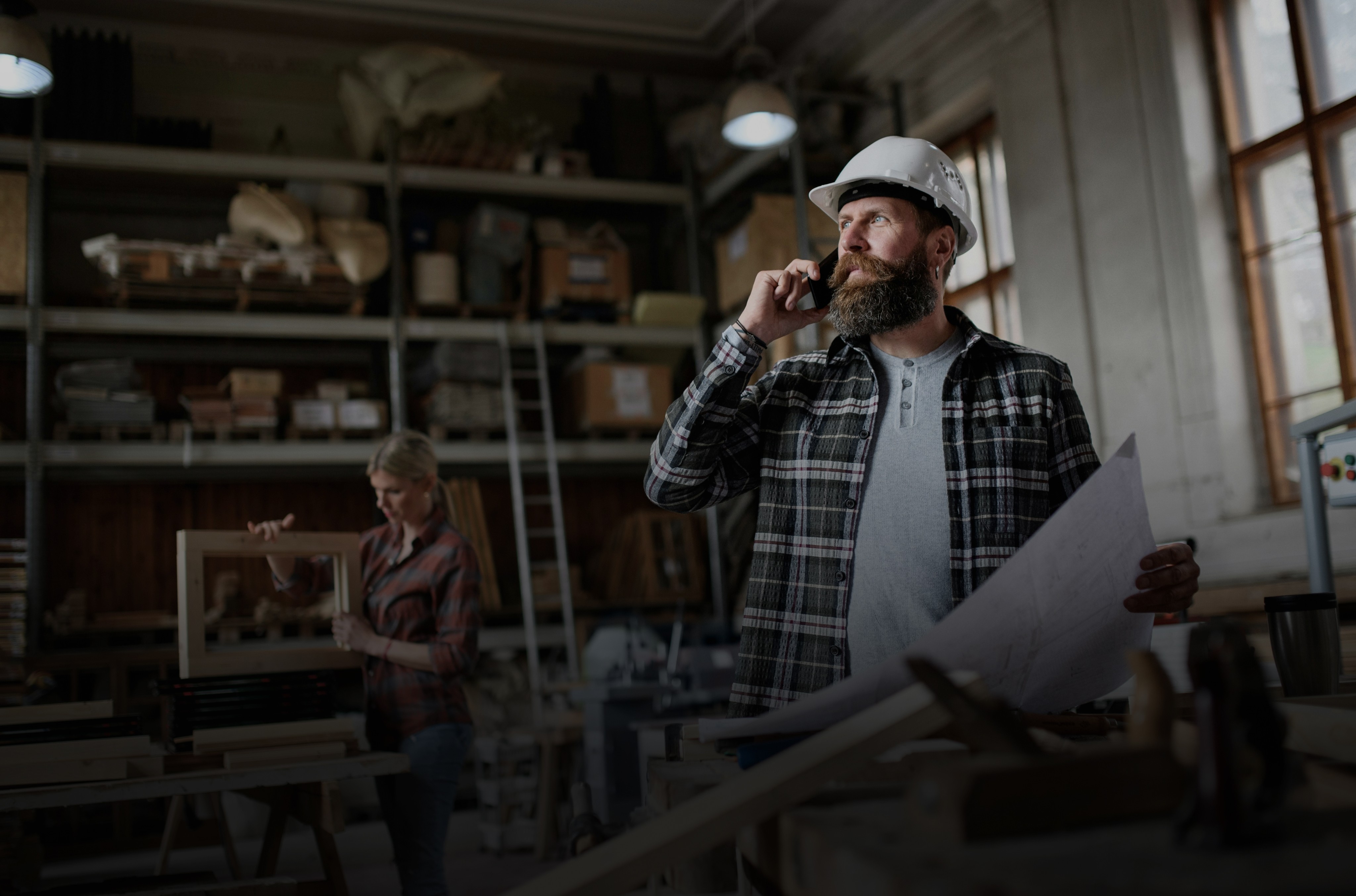 Small business owner with customer