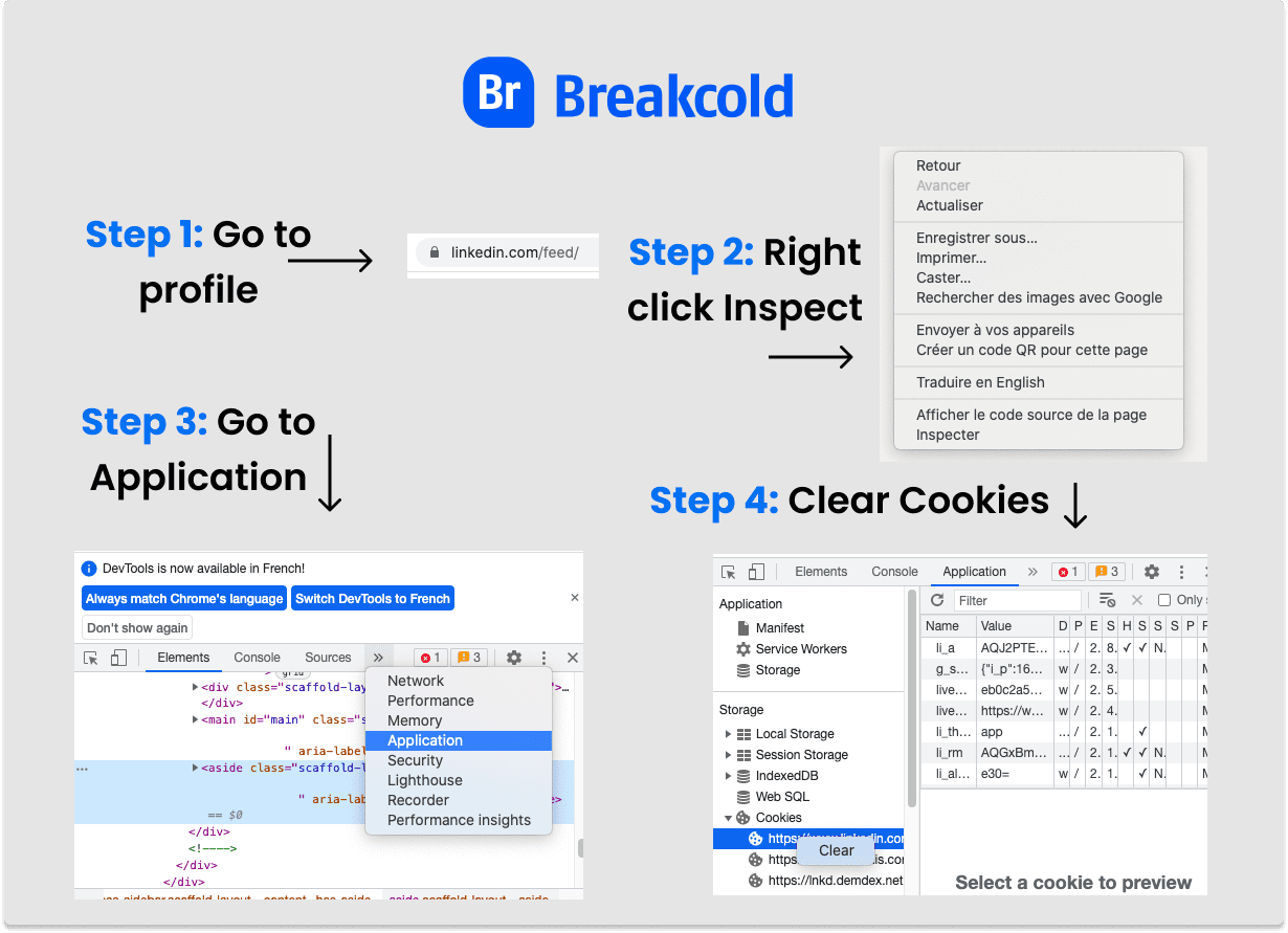 L'automatisation de la prospection sur LinkedIn est-elle illégale ? Effacer les cookies de session | Breakcold