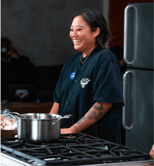 Iconic Seattle chef, Melissa MIranda of Musang hosts a livestream for the United Way of King County in Particle Studio's Commercial Kitchen in Seattle, WA