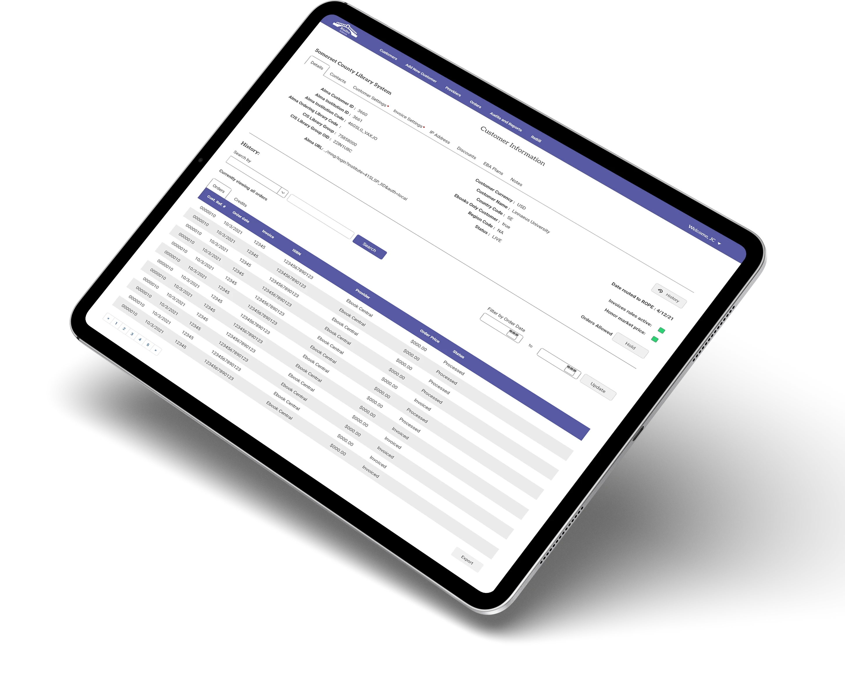mock up showing details of customer information screen on desktop monitor