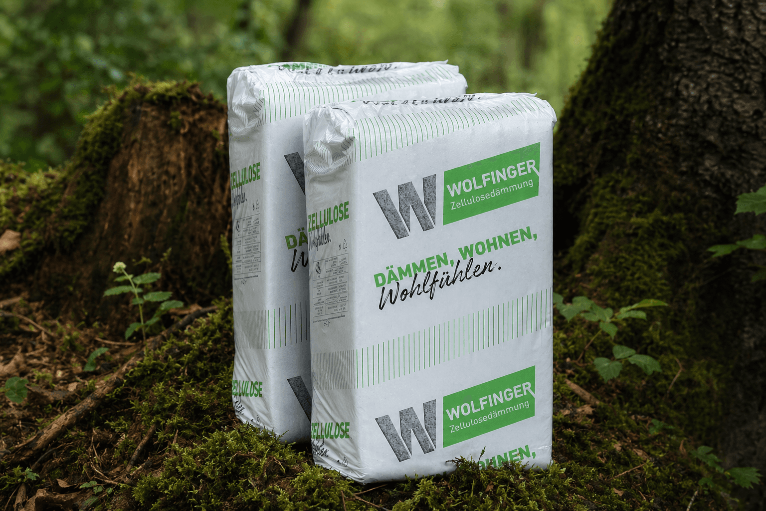 Detail celulózové foukané izolace Wolfinger – jemné vlákno z recyklovaného papíru