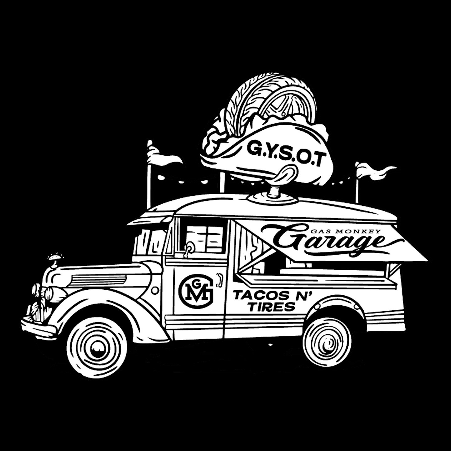 Tacos and Tires Taco Truck Badge Design
