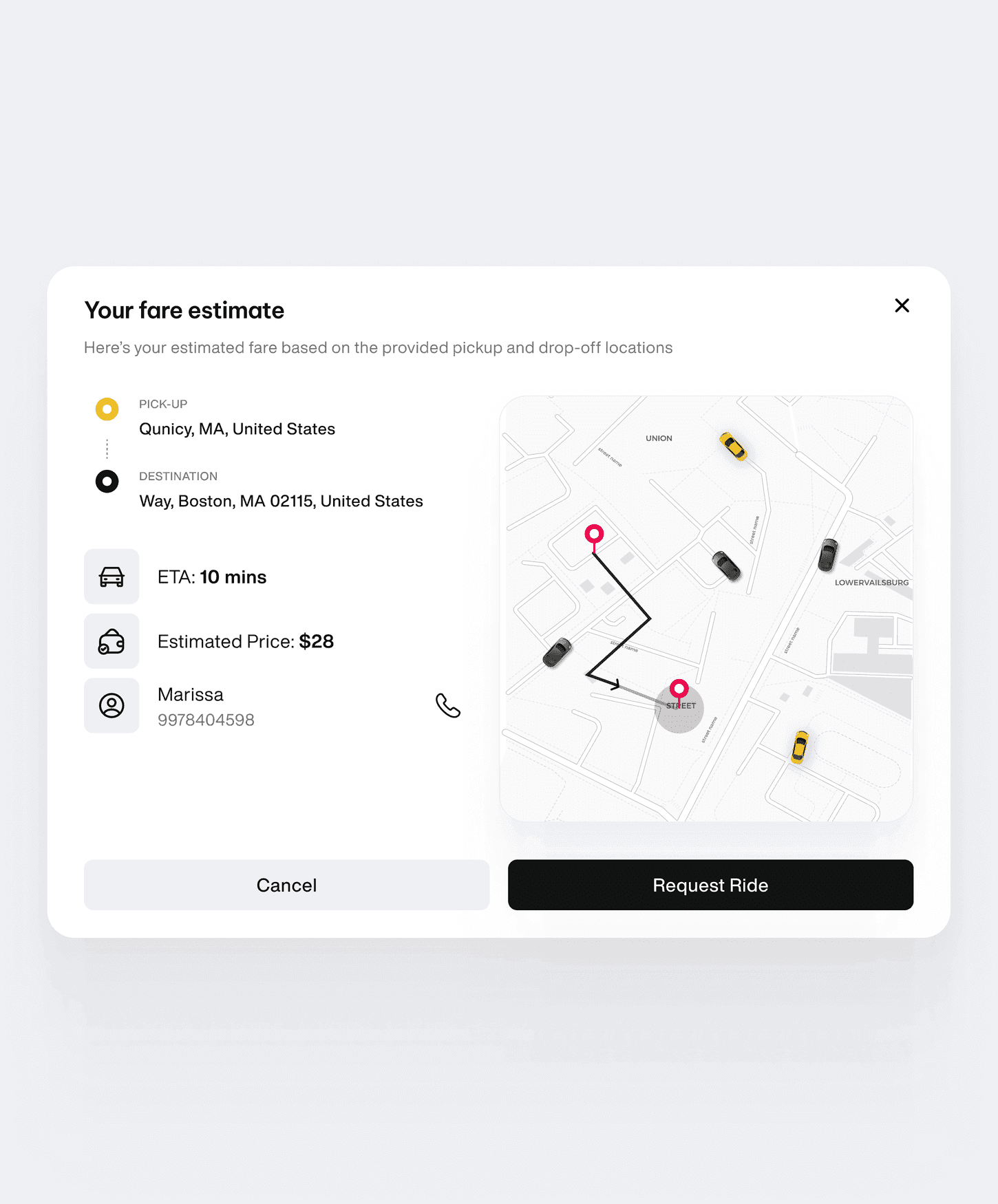 Fare Estimate UI Design