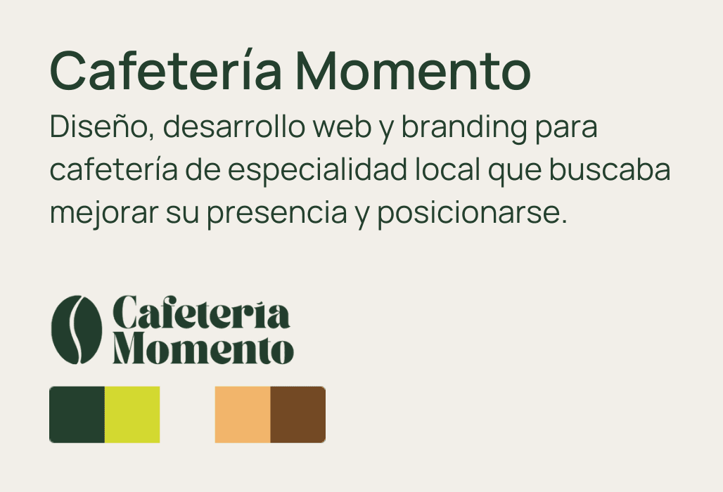 Captura de pantalla de la página web Cafetería Momento