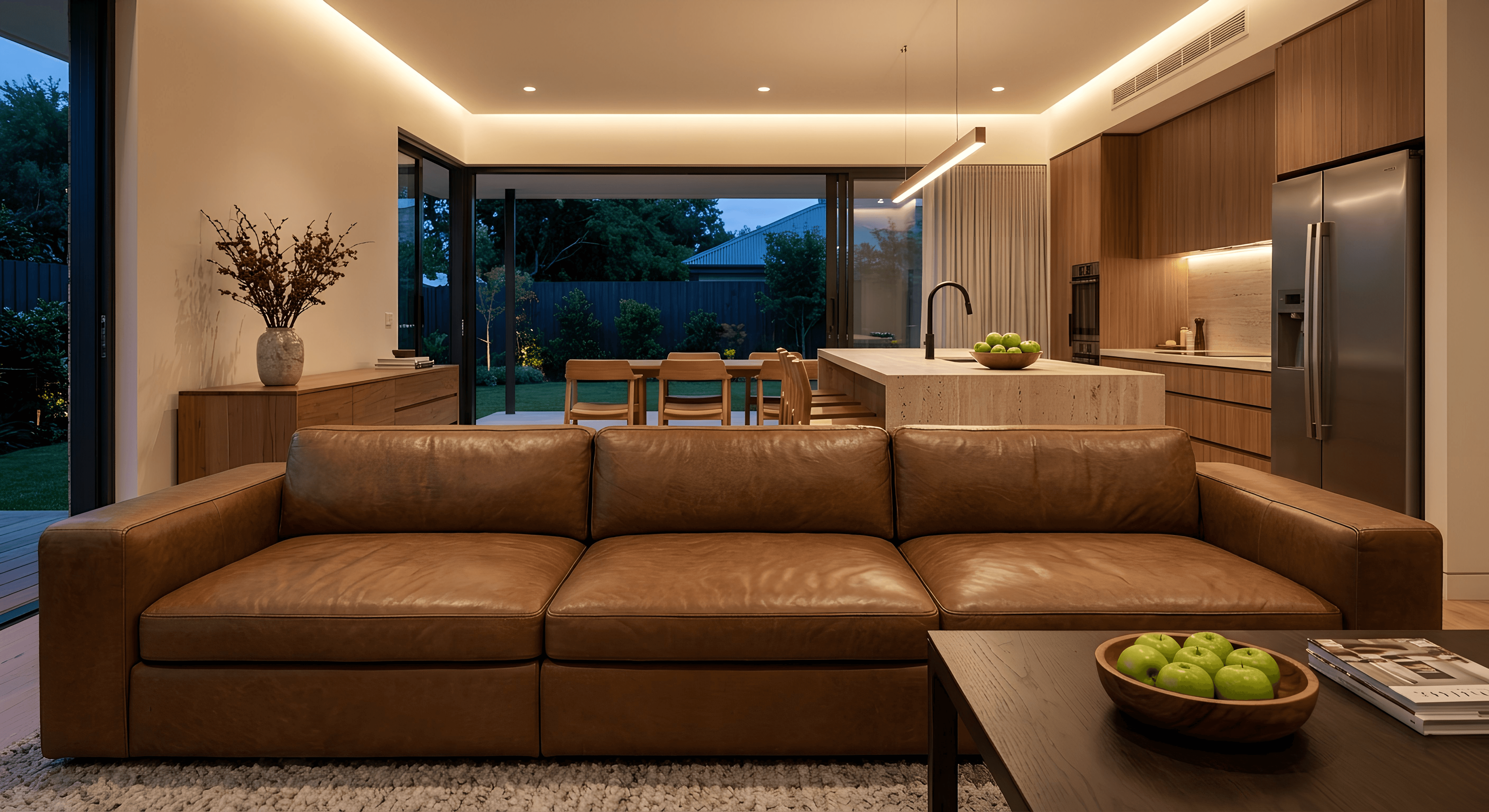 Luxurious living room interior at Shanti Farms by Rankawat Group Jaipur, featuring modern design, premium furnishings, and elegant open-plan spaces.