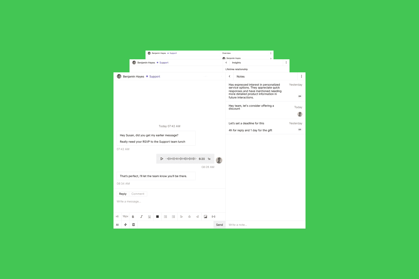 Interface Email affichant une vue de conversation avec des messages en fil, mettant en valeur la nouvelle fonctionnalité de vue de conversation.