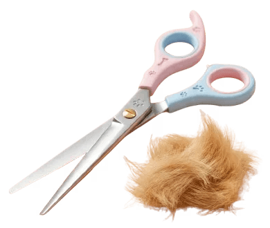 tesoura de tosa com pelos ao lado