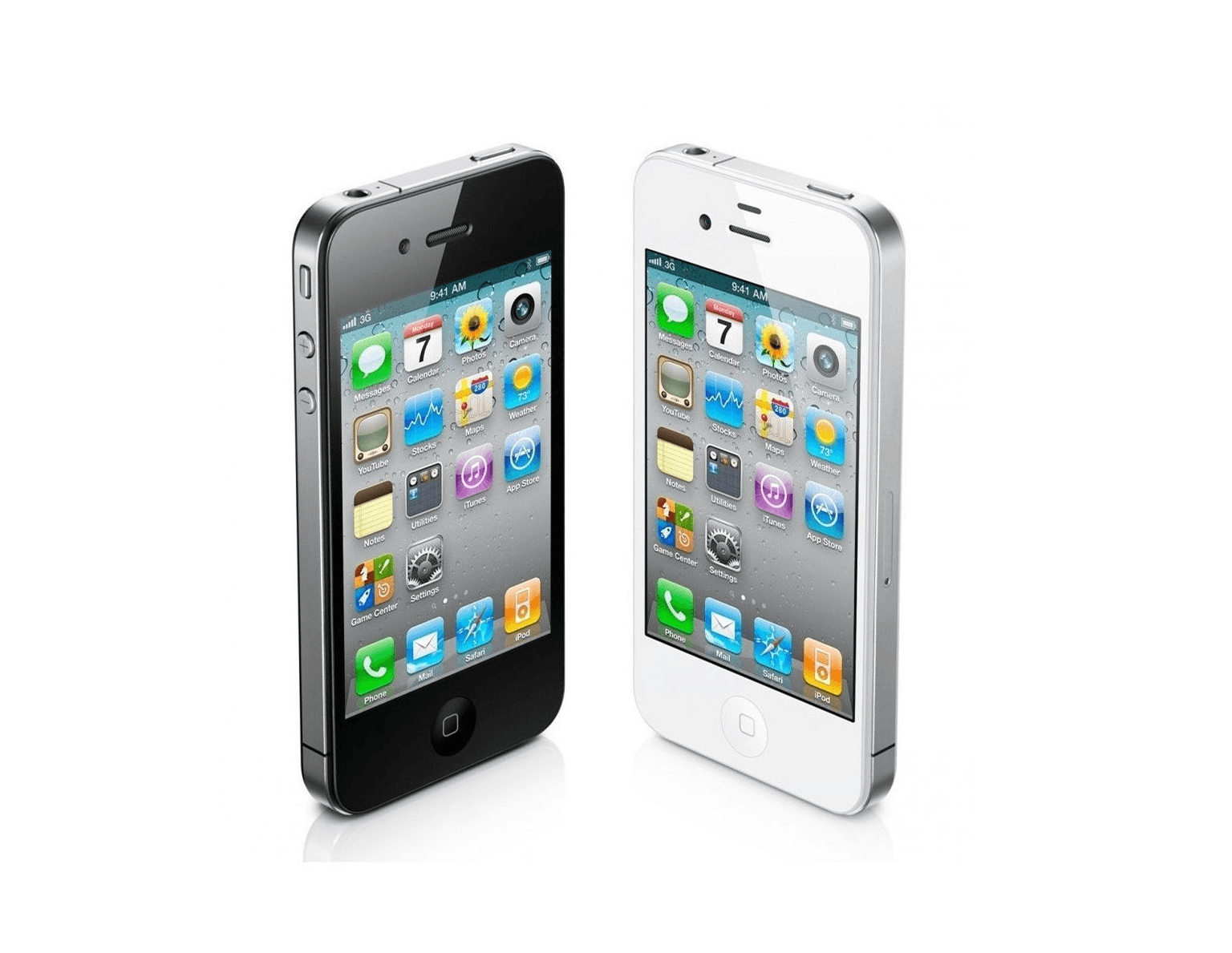 2 iPhone 4's. One is black, the other is white.