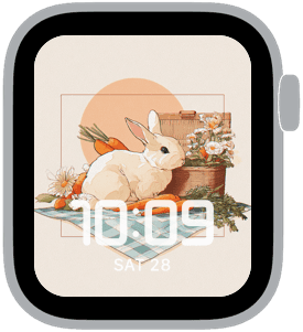 bunny picnic Apple Watch face preview 3 featuring easter, summer, and spring.