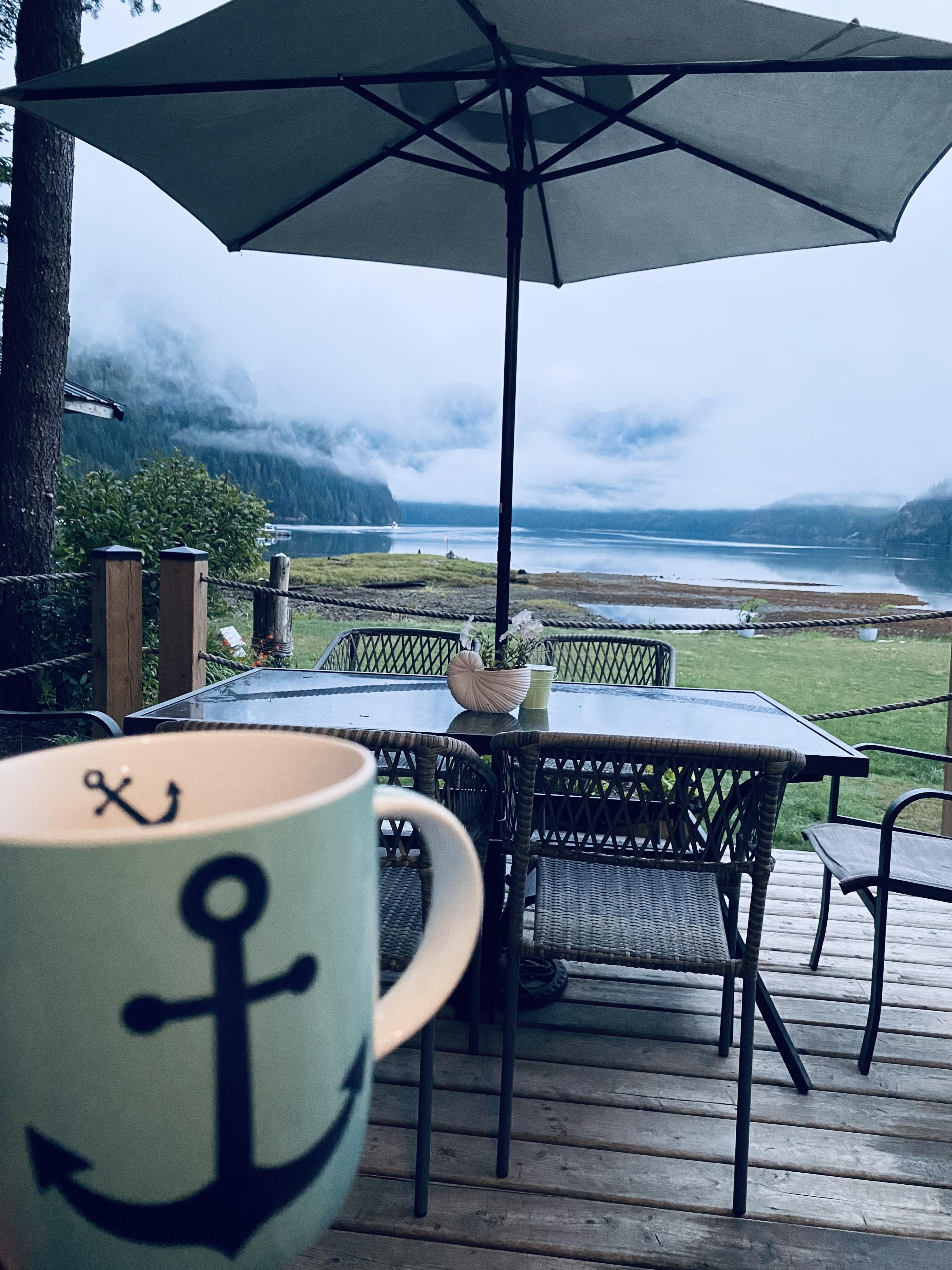 Fishing Lodge outside deck Zeballos