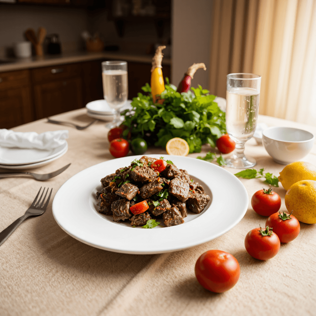 product photography of stir-fried beef
