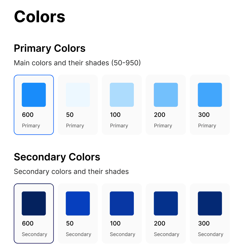 Color palette document generated by Local Styler in Figma File