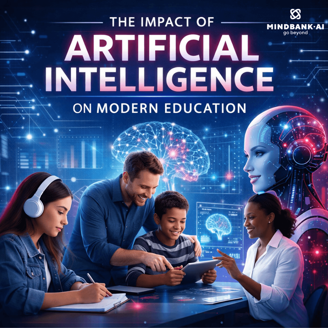 AI assistant and digital twin concept in education showing students and teacher using technology for personalized learning, behavioral insights, and AI-powered education transformation