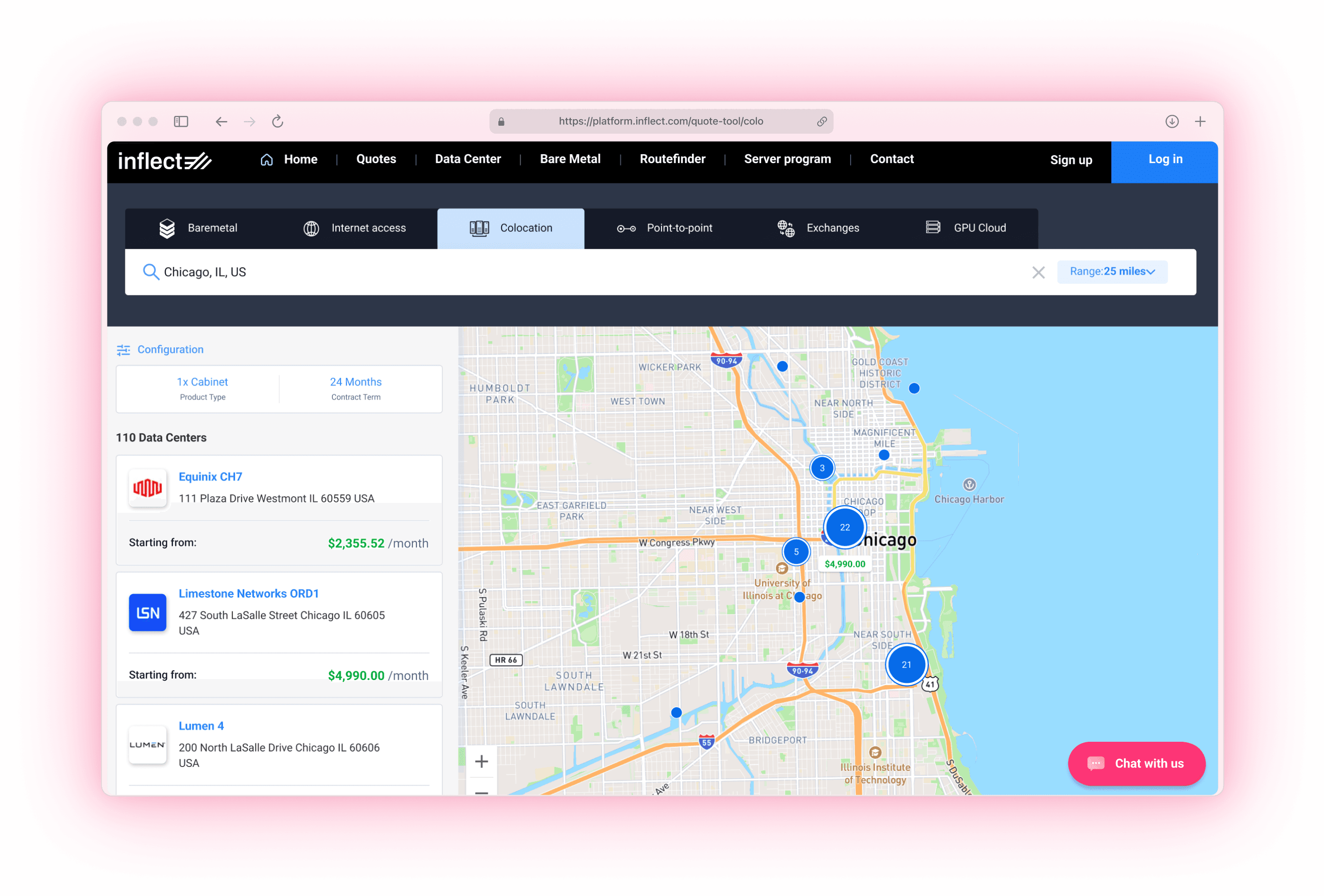 Inflect Platform Data Centers Map