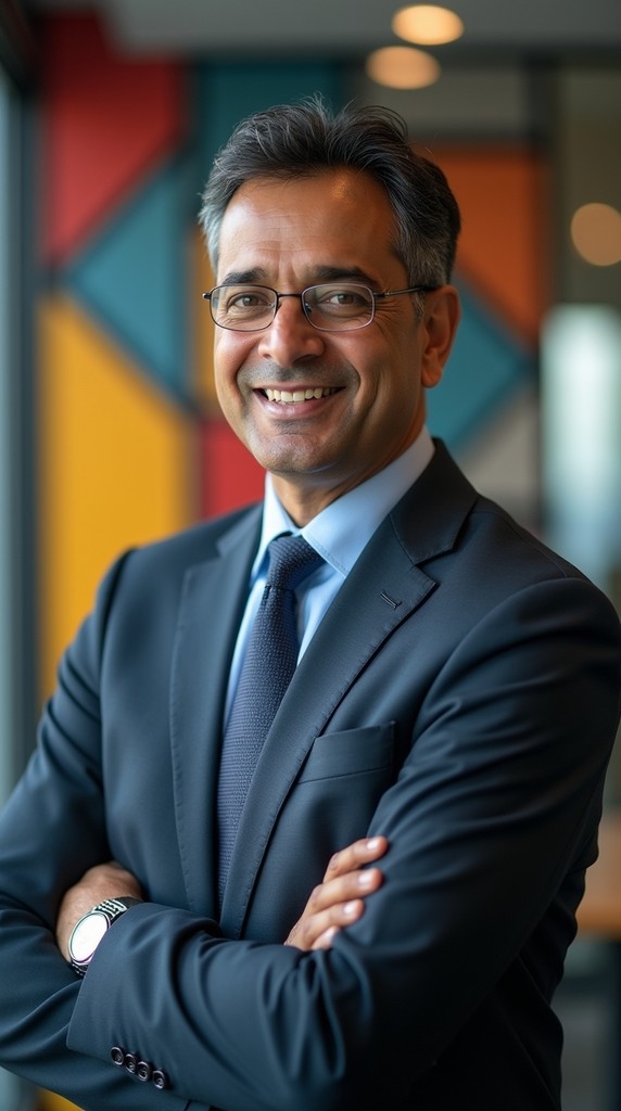 Black and white portrait of a smiling person with curly hair