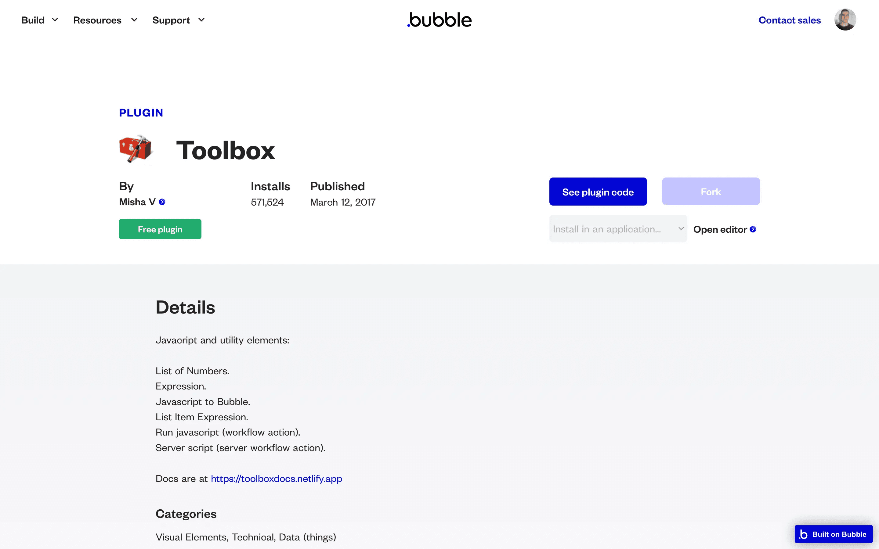 bubble.io plugin toolbox