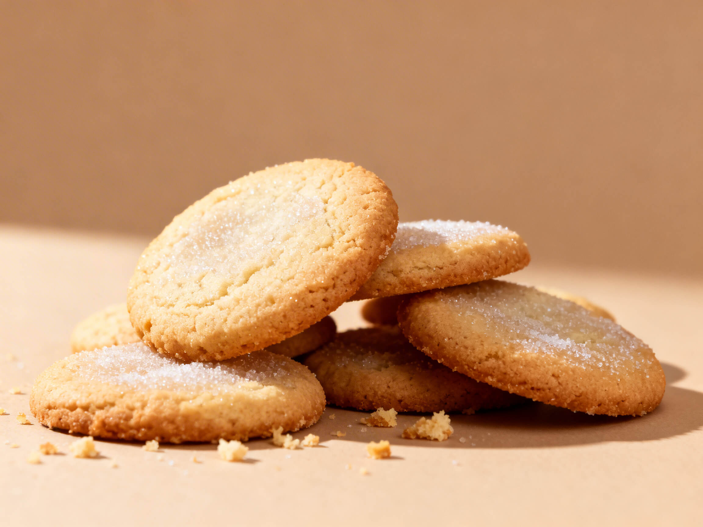 Soft sugar cookie with a smooth surface on a warm brown background