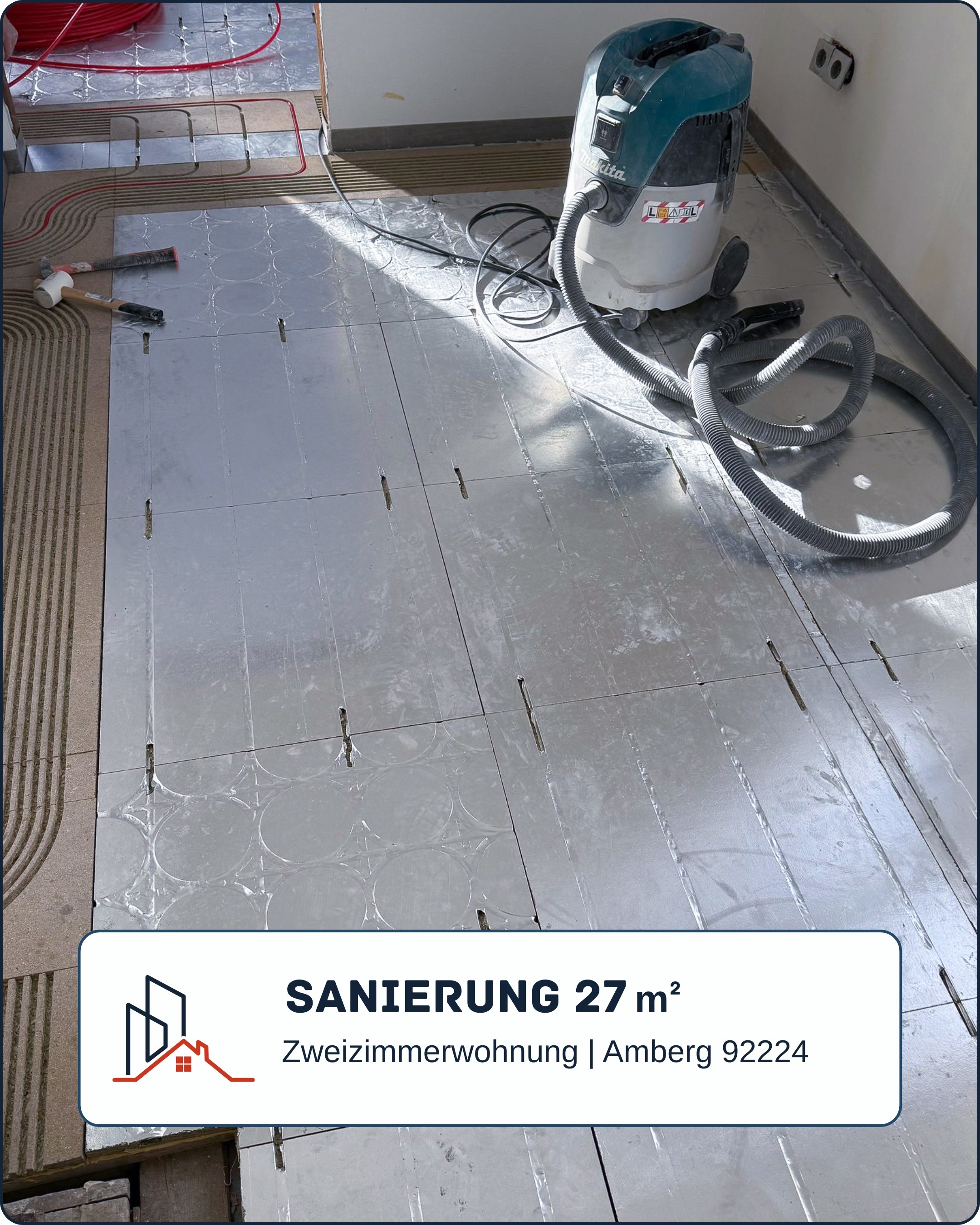 Referenz, verlegte Fußbodenheizung in einem Wohngebäude mit Fenster